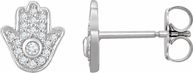 14K White Gold 1/5 CTW Natural Diamond Hamsa Earrings
