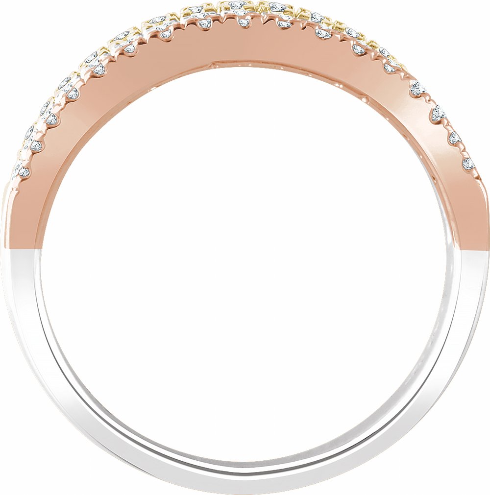 14K White/Yellow/Rose 1/2 CTW Natural Diamond Stacked Ring