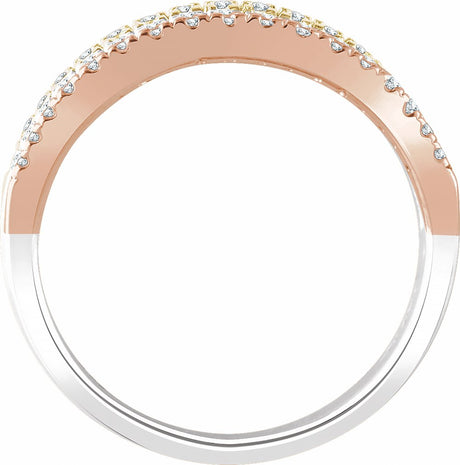 14K White/Yellow/Rose Gold 1/2 CTW Natural Diamond Stacked Ring  