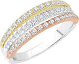 14K White/Yellow/Rose 1/2 CTW Natural Diamond Stacked Ring  
