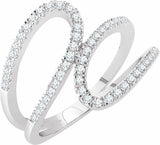 14K White Gold 1/3 CTW Natural Diamond Freeform Ring 