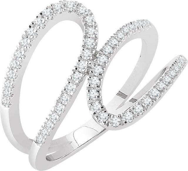 14K White Gold 1/3 CTW Natural Diamond Freeform Ring 
