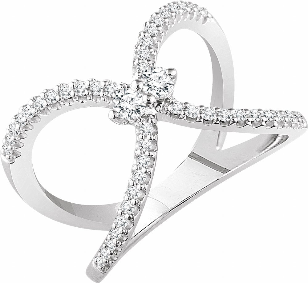 14K White Gold 3/8 CTW Natural Diamond Negative Space Ring 