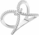 14K White Gold 3/8 CTW Natural Diamond Negative Space Ring 