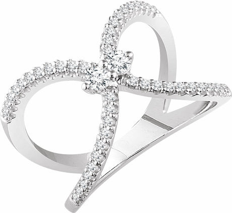 14K White Gold 3/8 CTW Natural Diamond Negative Space Ring 