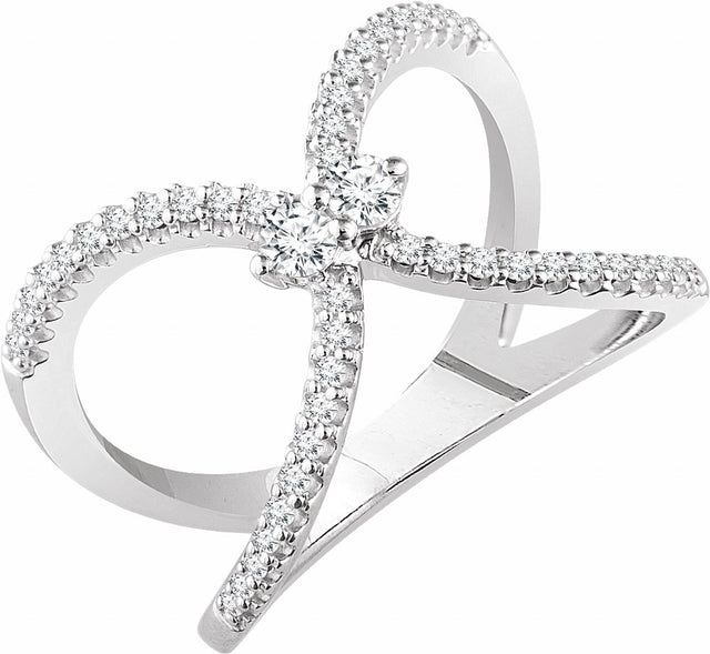 14K White Gold 3/8 CTW Natural Diamond Negative Space Ring 