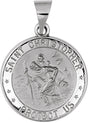 14K White 22 mm Hollow Round St. Christopher Medal