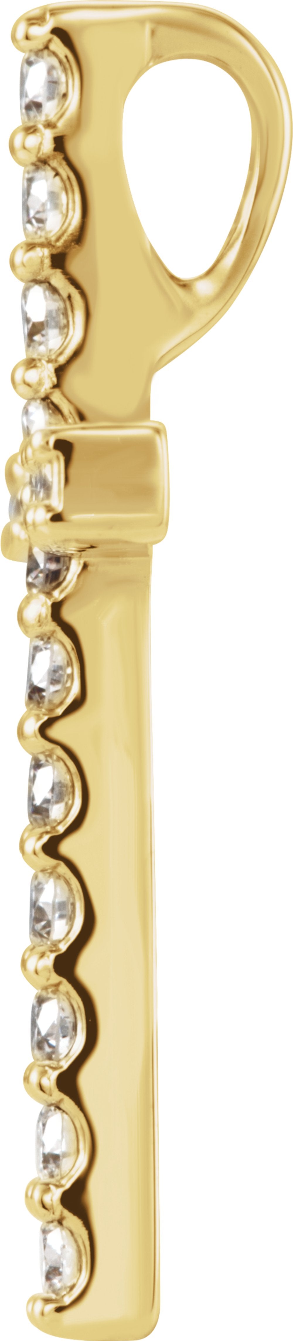 14K Yellow Gold 1 CTW Natural Diamond Petite Cross Pendant