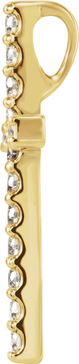 14K Yellow Gold 1 CTW Natural Diamond Petite Cross Pendant