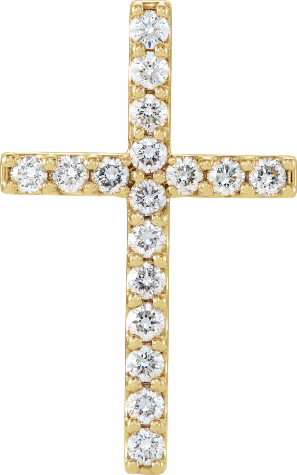 14K Yellow Gold 1 CTW Natural Diamond Petite Cross Pendant
