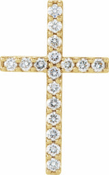 14K Yellow Gold 1 CTW Natural Diamond Petite Cross Pendant