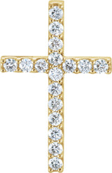 14K Yellow Gold 5/8 CTW Lab-Grown Diamond Petite Cross Pendant