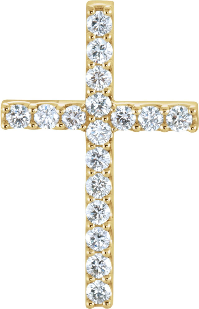 14K Yellow Gold 5/8 CTW Lab-Grown Diamond Petite Cross Pendant