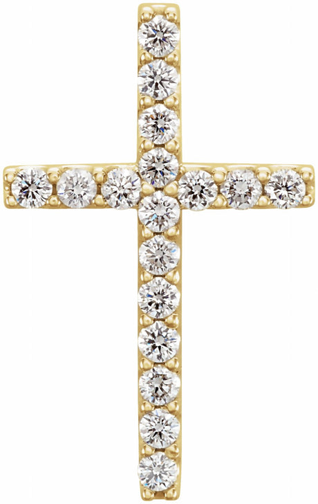 14K Yellow 1/5 CTW Natural Diamond Petite Cross Pendant