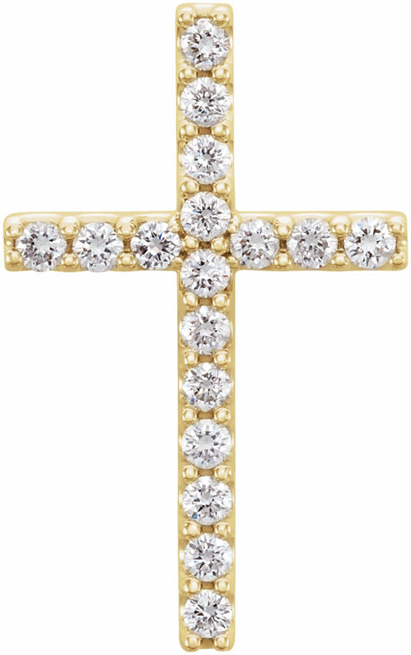 14K Yellow Gold 1/4 CTW Natural Diamond Petite Cross Pendant