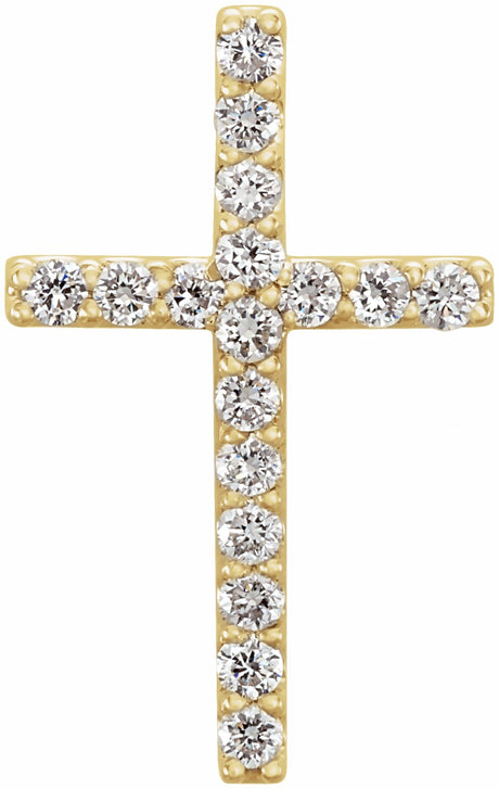 14K Yellow Gold 1/6 CTW Natural Diamond Petite Cross Pendant