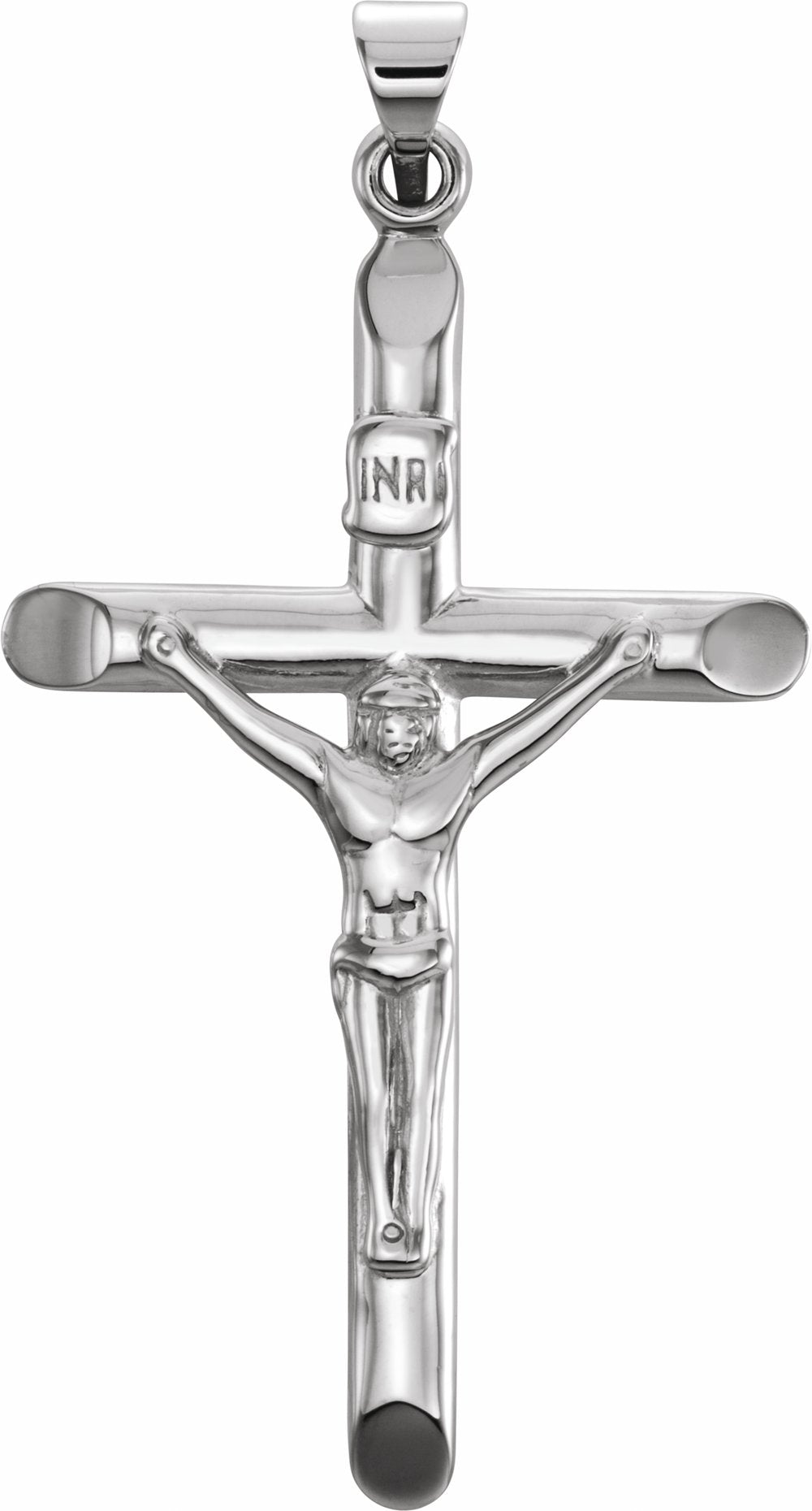 14K White 35x22 mm Crucifix Pendant