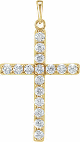 14K Yellow 1 CTW Lab-Grown Diamond Cross Pendant