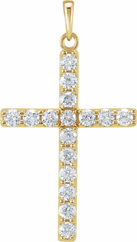 14K Yellow Gold 1/5 CTW Natural Diamond Cross Pendant