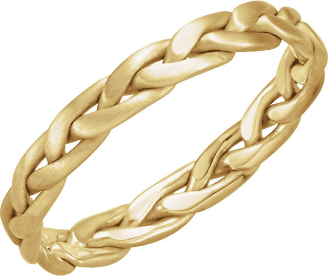 14K Yellow Gold 3.5 mm Hand-Woven Band Size 6.5