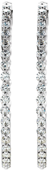 14K White Gold 1 CTW Natural Diamond Inside-Outside Hinged 32.5 mm Hoop Earrings