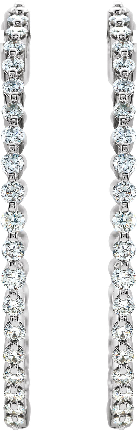 14K White 2 CTW Natural Diamond Inside-Outside Hinged 36.9 mm Hoop Earrings