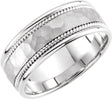 14K White Gold 8 mm Rope Edge Comfort-Fit Flat Band Size 9