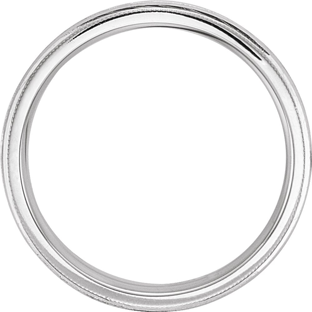 10K White Gold 6 mm Milgrain Wheat Pattern Comfort-Fit Half Round Band Size 10