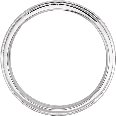 10K White Gold 6 mm Milgrain Wheat Pattern Comfort-Fit Half Round Band Size 10