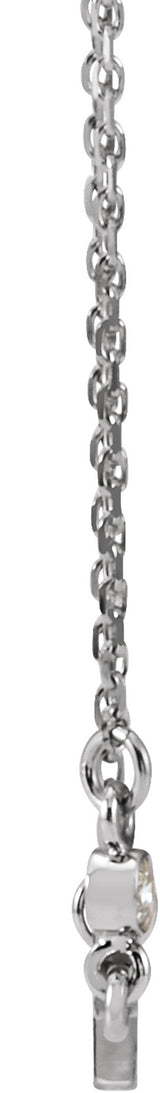 14K White Gold .03 CTW Natural Diamond Sideways Cross 16-18" Necklace