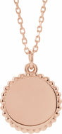 18K Rose Gold-Plated Sterling Silver Engravable Beaded Disc 16-18" Necklace