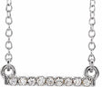 14K White Gold .07 CTW Petite Natural Diamond Bar 16-18" Necklace