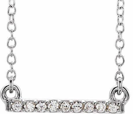 14K White Gold .07 CTW Petite Natural Diamond Bar 16-18" Necklace