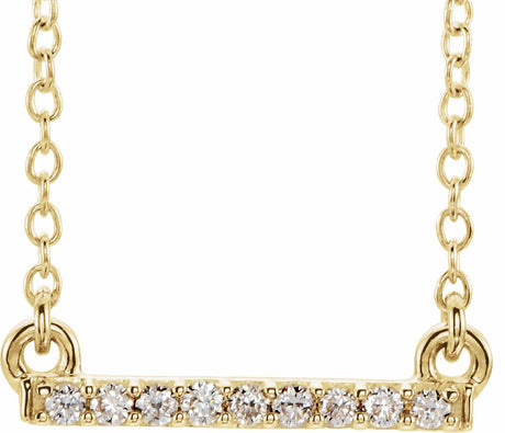 14K Yellow Gold .07 CTW Petite Natural Diamond Bar 16-18" Necklace