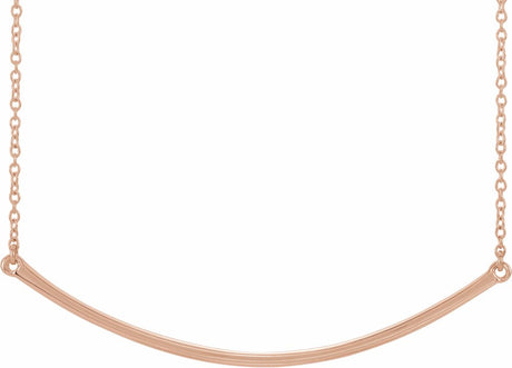 14K Rose Curved Bar 20" Necklace 