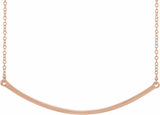 14K Rose Curved Bar 20" Necklace 