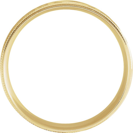 14K Yellow Gold 6 mm Milgrain Edge Geometric Faceted Comfort-Fit Flat Band Size 10
