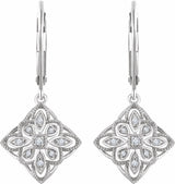 Sterling Silver 1/10 CTW Natural Diamond Granulated Filigree Earrings