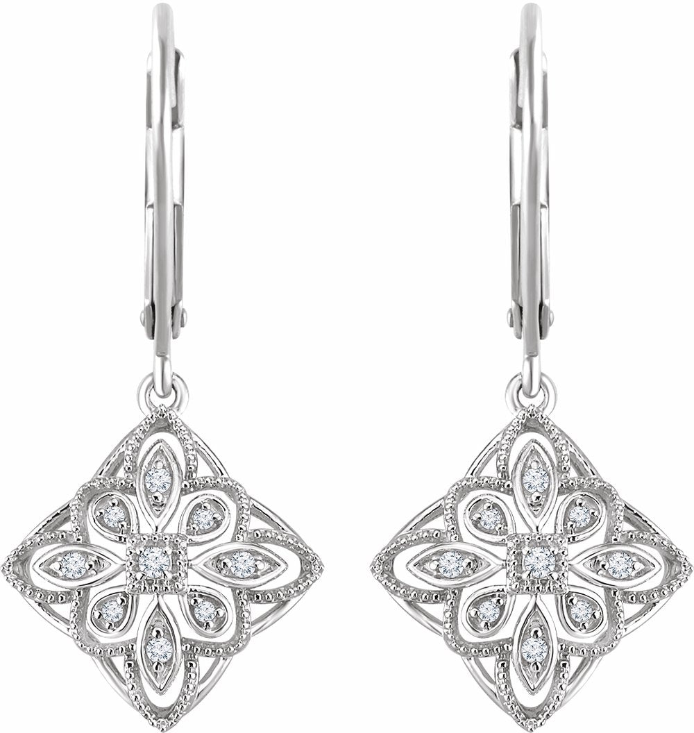 Sterling Silver 1/10 CTW Natural Diamond Granulated Filigree Earrings