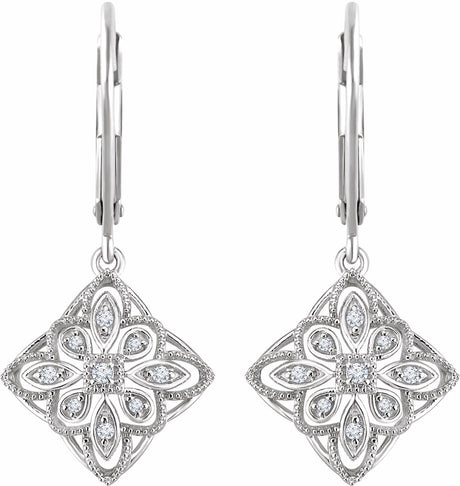 Sterling Silver 1/10 CTW Natural Diamond Granulated Filigree Earrings