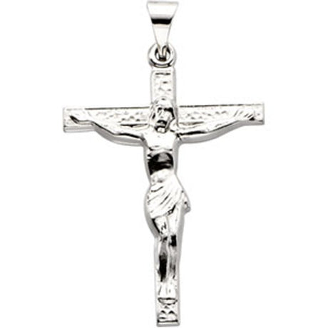 14K White Gold 24.5x19.2 mm Crucifix Pendant  
