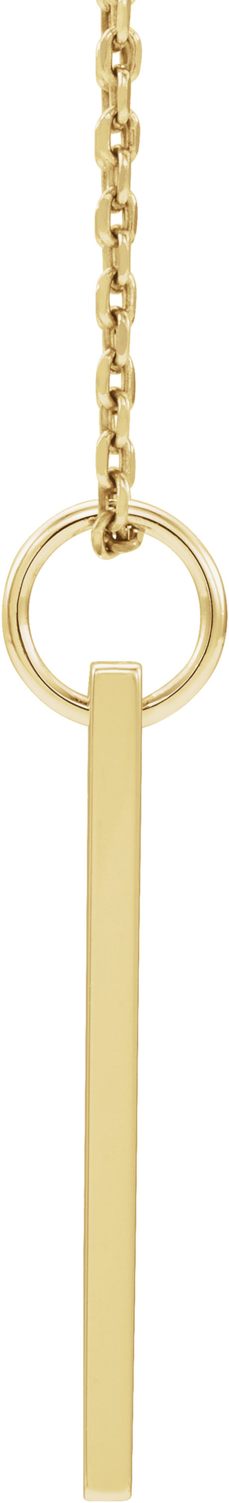 14K Yellow Gold .03 CT Natural Diamond Engravable Bar 16-18" Necklace