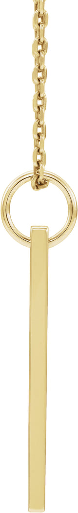 14K Yellow Gold .03 CT Natural Diamond Engravable Bar 16-18" Necklace