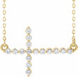 14K Yellow 1/5 CTW Natural Diamond Sideways Cross 16-18" Necklace