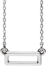 14K White Rectangle Bar 16-18" Necklace