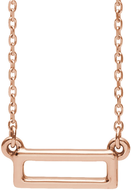 14K Rose Rectangle Bar 16-18" Necklace