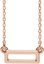 14K Rose Rectangle Bar 16-18" Necklace