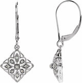 14K White Gold 1/10 CTW Natural Diamond Granulated Filigree Earrings