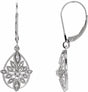 14K White 1/6 CTW Natural Diamond Granulated Filigree Earrings