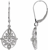 14K White Gold 1/6 CTW Natural Diamond Granulated Filigree Earrings